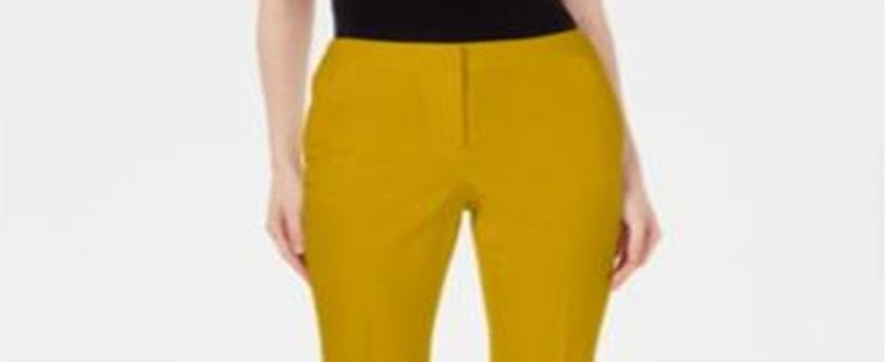Calça Capri Alfani Feminina com Zíper Invisível, Amarela, Tamanho 8
