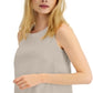 Blusa feminina Alfani em mistura de linho e tecido marrom, tamanho grande