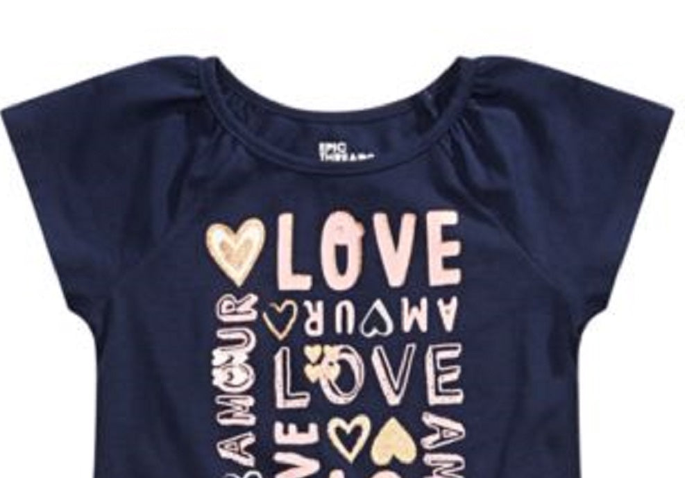 Camiseta infantil Epic Threads Little's Love - Azul Peacoat, tamanho 6