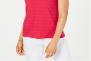 Charter Club Women's Textured Cotton Tank Top Pink Size -Petite L
