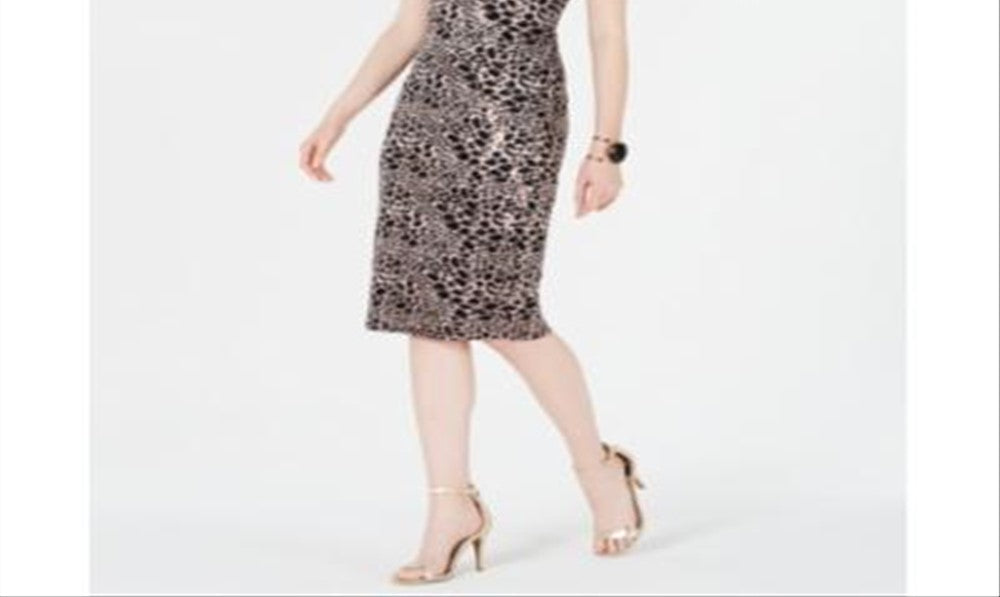 Vestido feminino de renda com decote falso e lantejoulas, preto, tamanho 12, da INC International Concepts