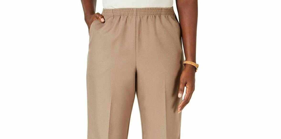 Calça feminina Karen Scott, marrom, tamanho pequeno, P/M