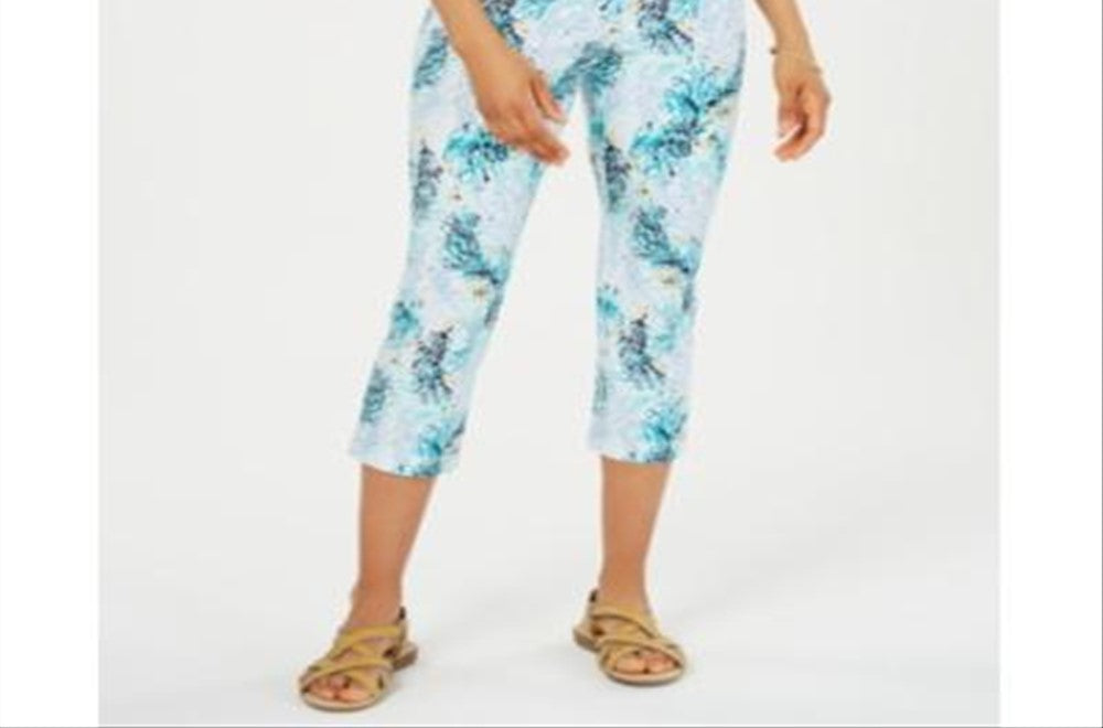 Calça Capri Estampada Feminina Charter Club Azul Tamanho 8 Petite