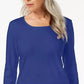 Karen Scott Blusa feminina de algodão com decote redondo, azul, tamanho pequeno GG