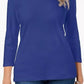 Karen Scott Blusa feminina de algodão com decote redondo, azul, tamanho pequeno GG