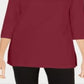 Karen Scott Blusa de malha feminina de algodão com decote canoa e manga 3/4, vermelha, tamanho X-S