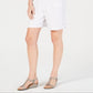 Shorts de algodão com cordão feminino Karen Scott, branco, tamanho pequeno