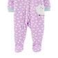 Carter's Girls' Footies PRINT Sheep Heart Microfleece Footie Infantil Roxo Tamanho 2T