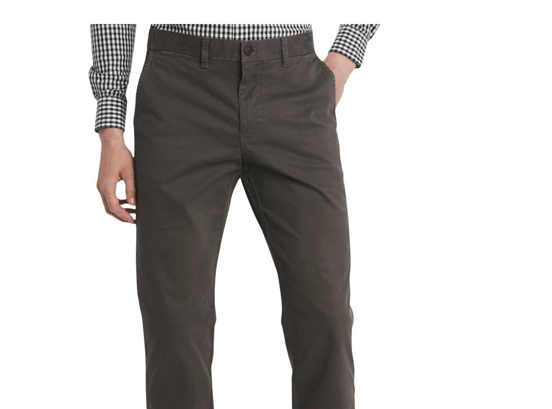 Calça Chino Tommy Hilfiger Masculina de Perna Reta e Ajuste Personalizado Cinza Tamanho 34X32
