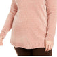 Karen Scott Pulôver Feminino Chenille Gola Dividida Rosa Tamanho 1X