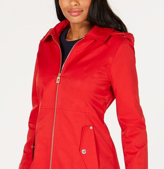 Capa de chuva com capuz feminina Michael Kors vermelha tamanho pequeno XS