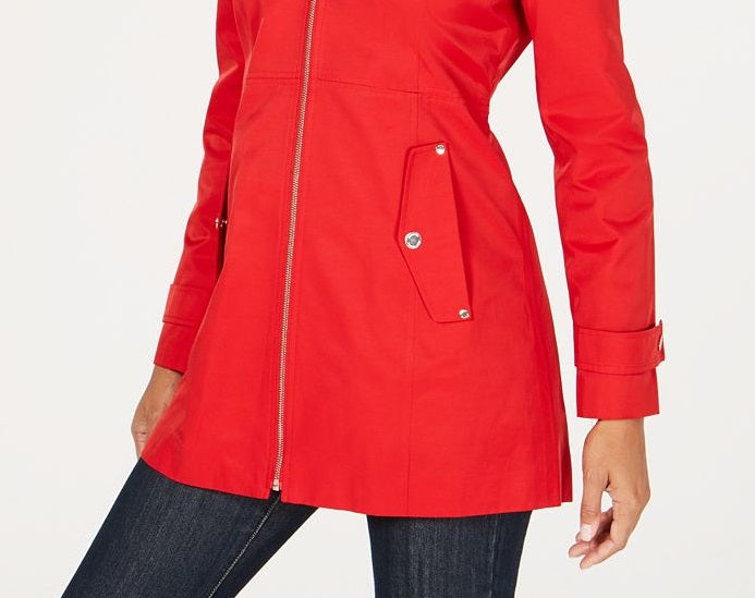 Capa de chuva com capuz feminina Michael Kors vermelha tamanho pequeno XS