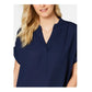 Blusa feminina Charter Club com decote dividido, azul, tamanho 2X