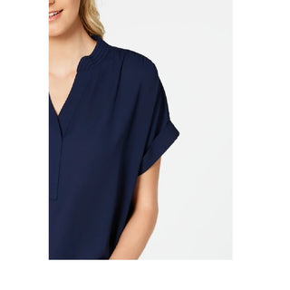 Blusa feminina Charter Club com decote dividido, azul, tamanho 2X