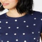 Camiseta feminina de bolinhas metálicas Maison Jules, azul, tamanho médio