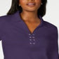 Camisa feminina Karen Scott de algodão com cadarço, roxa, tamanho grande