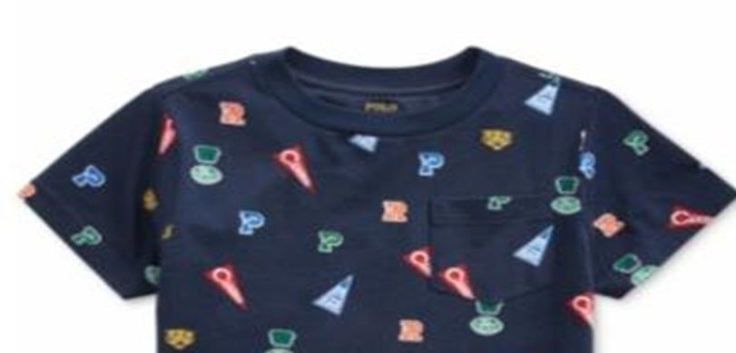 Camiseta Ralph Lauren Infantil Menino Jersey Algodão Azul Tamanho 4 T
