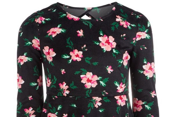 Vestido de veludo com estampa floral para meninas grandes da Epic Threads, preto, tamanho grande