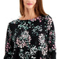 Blusa feminina estampada Alfani preta tamanho pequeno P