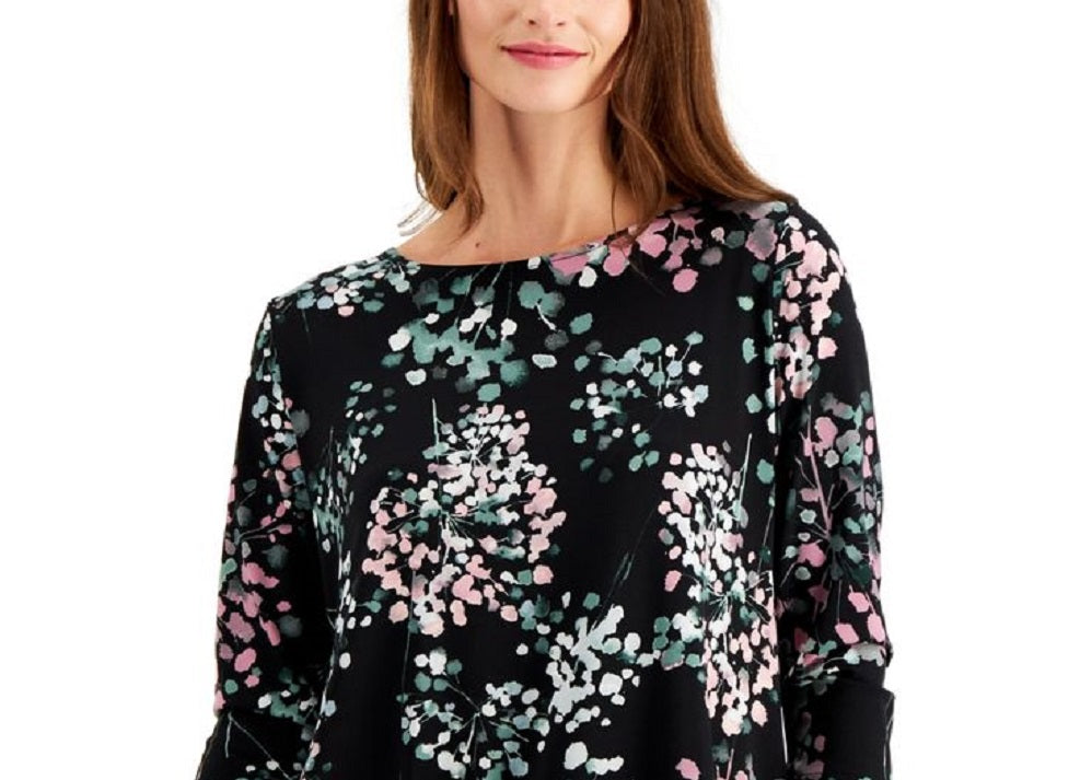 Blusa feminina estampada Alfani preta tamanho pequeno P