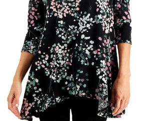 Blusa feminina estampada Alfani preta tamanho pequeno P