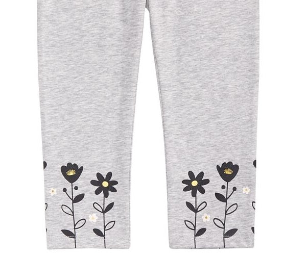 Leggings com bainha floral para bebês meninas First Impressions, cinza, tamanho 6 a 9 meses