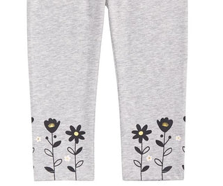 Leggings com bainha floral para bebês meninas First Impressions, cinza, tamanho 6 a 9 meses