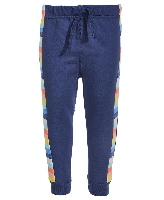 Calça jogger listrada lateral para meninos First Impressions - Azul, tamanho 3T