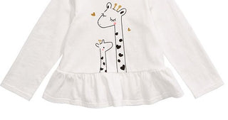 Blusa Peplum Girafa de Algodão para Bebê Menina First Impressions, Branca, Tamanho 24 MOS