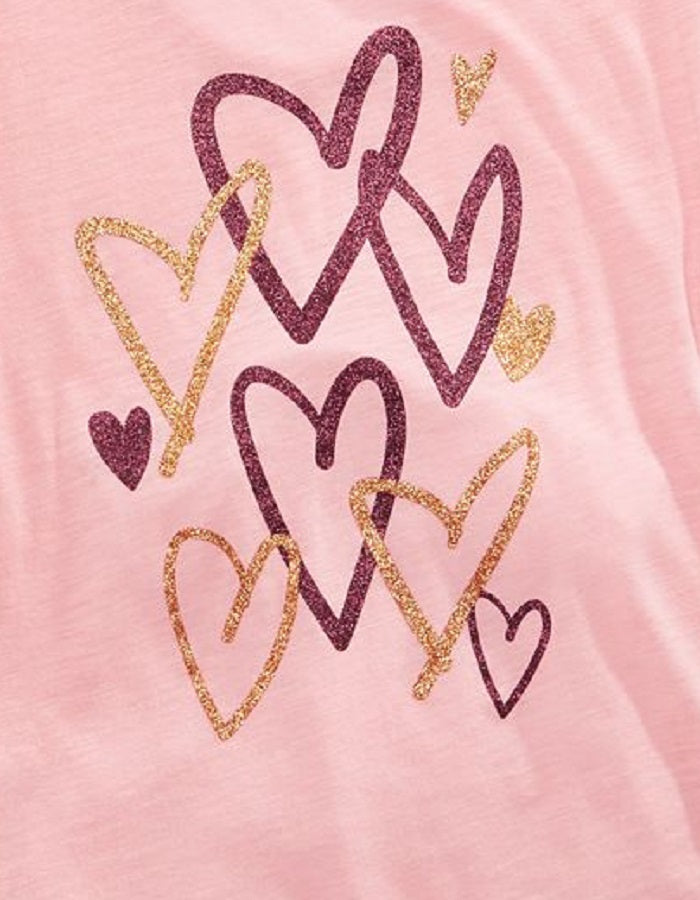 Camiseta Epic Threads Big Girl's Scribble Heart Rosa Tamanho Grande