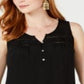 Blusa feminina sem mangas com babados e bainha preta, tamanho pequeno GG, da Style &amp; Co