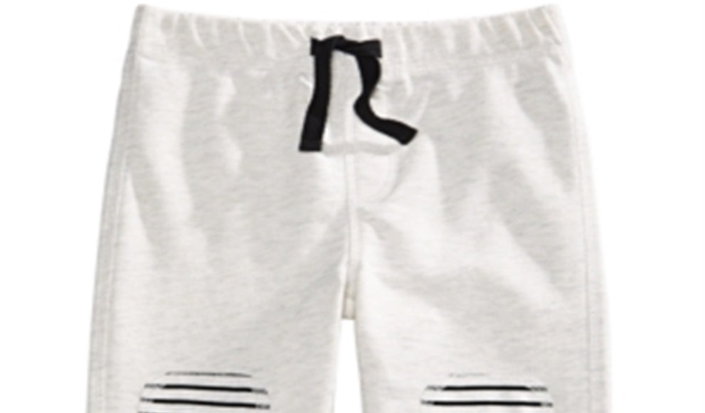 Calça listrada com patch no joelho para meninos First Impressions, tamanho 4T, branca