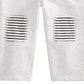 Calça listrada com patch no joelho para meninos First Impressions, tamanho 4T, branca