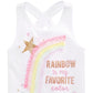 Camiseta regata com estampa de arco-íris para meninas Epic Threads, branca, tamanho 2T