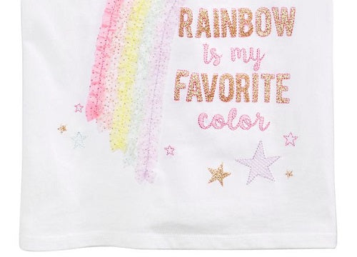 Camiseta regata com estampa de arco-íris para meninas Epic Threads, branca, tamanho 2T