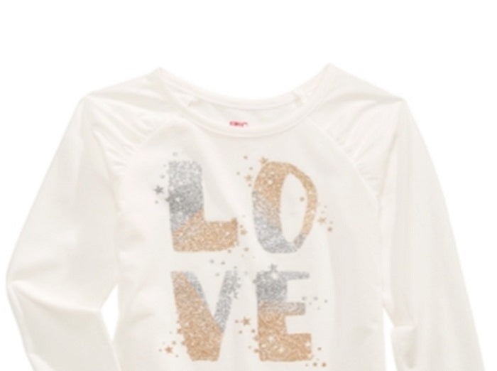 Camiseta infantil feminina Epic Threads Glitter Love, branca, tamanho 4T