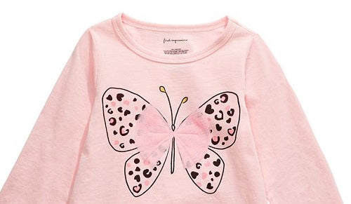 Camiseta infantil de algodão com estampa de borboleta First Impressions para meninas, tamanho 18 meses