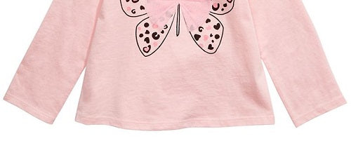 Camiseta infantil de algodão com estampa de borboleta First Impressions para meninas, tamanho 18 meses