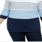 Karen Scott Blusa Feminina Decote Redondo Colorblock Azul Tamanho 1X