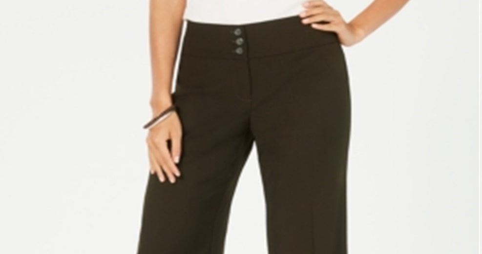 Calça feminina elástica de perna larga, verde musgo, tamanho 2, da Style &amp; Co