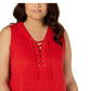 INC International Concepts Top feminino sem mangas com decote redondo e cadarço, tamanho pequeno, vermelho, médio