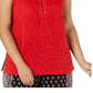 INC International Concepts Top feminino sem mangas com decote redondo e cadarço, tamanho pequeno, vermelho, médio
