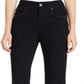 Jeans feminino estilo &amp; co com controle de barriga, perna reta, preto, tamanho 6