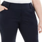 Calça Alfani Feminina Plus Tummy Control com Acabamento em Couro Sintético Azul Marinho Tamanho 26W