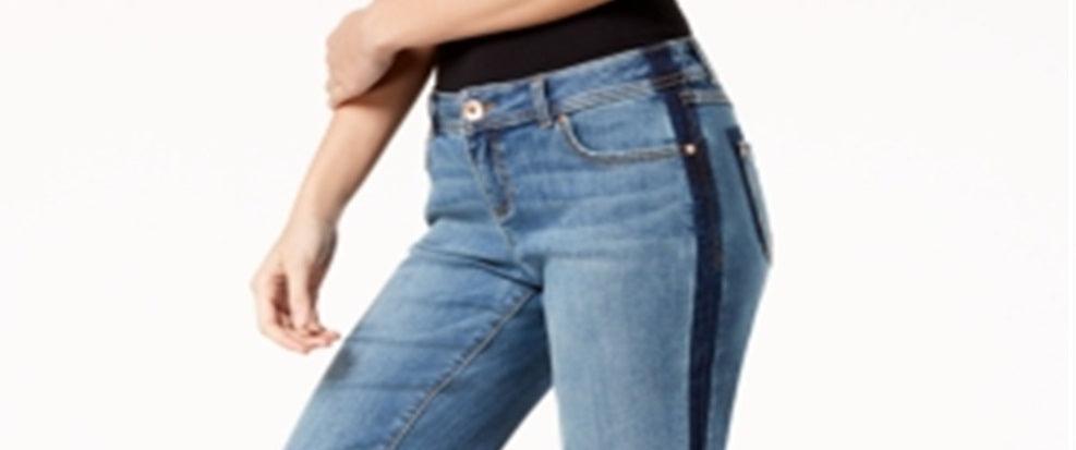 Shorts jeans femininos com acabamento contrastante e punho, azul, tamanho 6, pequeno, da INC International Concepts