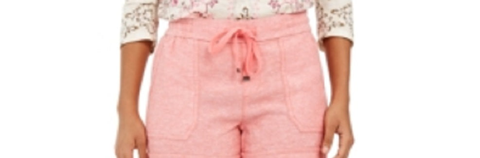 TLC Stores, LLC Shorts de linho femininos, brancos, tamanho grande