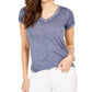 Camiseta feminina estilo &amp; co com decote em V e estampa Burnout, azul, tamanho PP