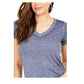 Camiseta feminina estilo &amp; co com decote em V e estampa Burnout, azul, tamanho PP