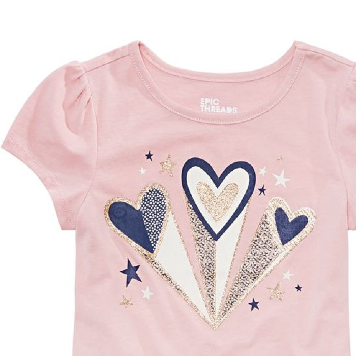 Camiseta infantil Epic Threads com corações para meninas, rosa, tamanho 3T