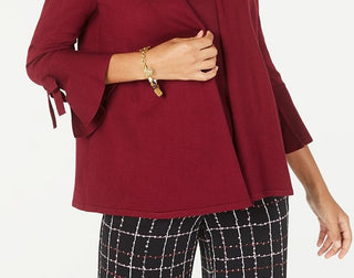 Cardigan feminino Alfani com manga amarrada, vermelho, tamanho pequeno G